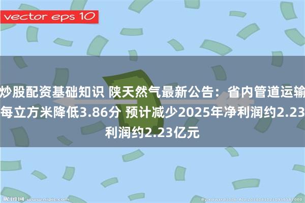 炒股配资基础知识 陕天然气最新公告：省内管道运输价格每立方米降低3.86分 预计减少2025年净利润约2.23亿元