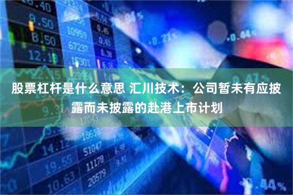 股票杠杆是什么意思 汇川技术：公司暂未有应披露而未披露的赴港上市计划