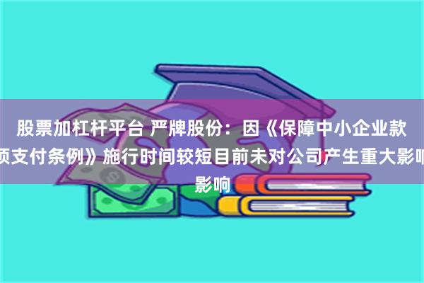 股票加杠杆平台 严牌股份：因《保障中小企业款项支付条例》施行时间较短目前未对公司产生重大影响