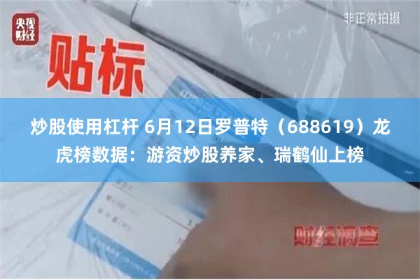 炒股使用杠杆 6月12日罗普特（688619）龙虎榜数据：游资炒股养家、瑞鹤仙上榜