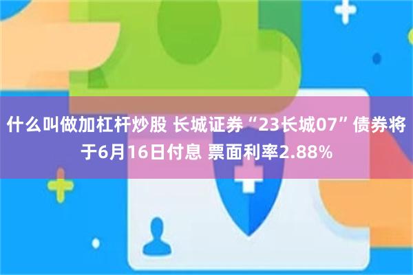 什么叫做加杠杆炒股 长城证券“23长城07”债券将于6月16日付息 票面利率2.88%