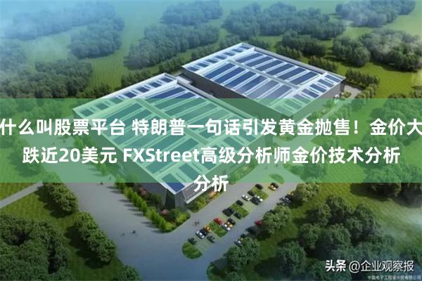 什么叫股票平台 特朗普一句话引发黄金抛售！金价大跌近20美元 FXStreet高级分析师金价技术分析