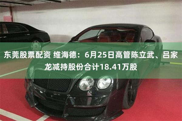 东莞股票配资 维海德：6月25日高管陈立武、吕家龙减持股份合计18.41万股
