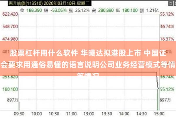 股票杠杆用什么软件 华曦达拟港股上市 中国证监会要求用通俗易懂的语言说明公司业务经营模式等情况