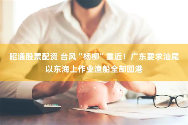昭通股票配资 台风“杨柳”靠近！广东要求汕尾以东海上作业渔船全部回港