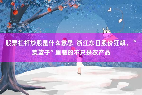 股票杠杆炒股是什么意思  浙江东日股价狂飙，“菜篮子”里装的不只是农产品