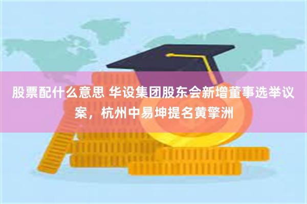 股票配什么意思 华设集团股东会新增董事选举议案，杭州中易坤提名黄擎洲
